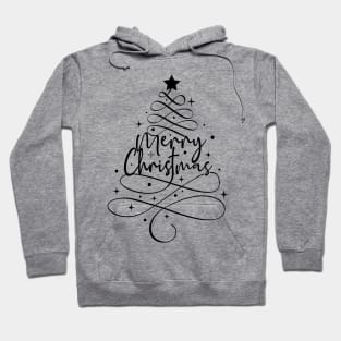 Merry Christmas Tree- Black Hoodie